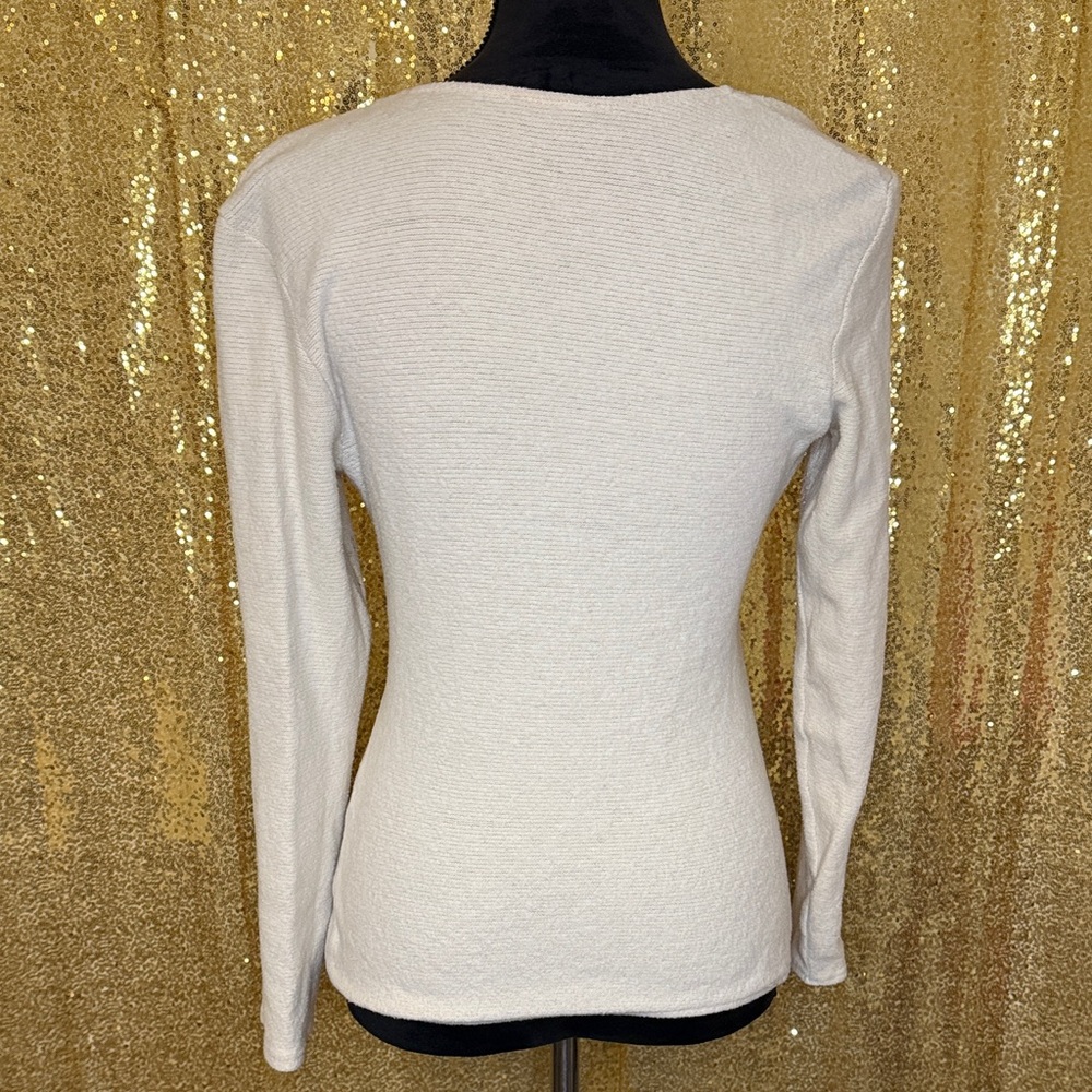 Zara Cream Long Sleeve Wrap Blouse - Picture 5 of 8